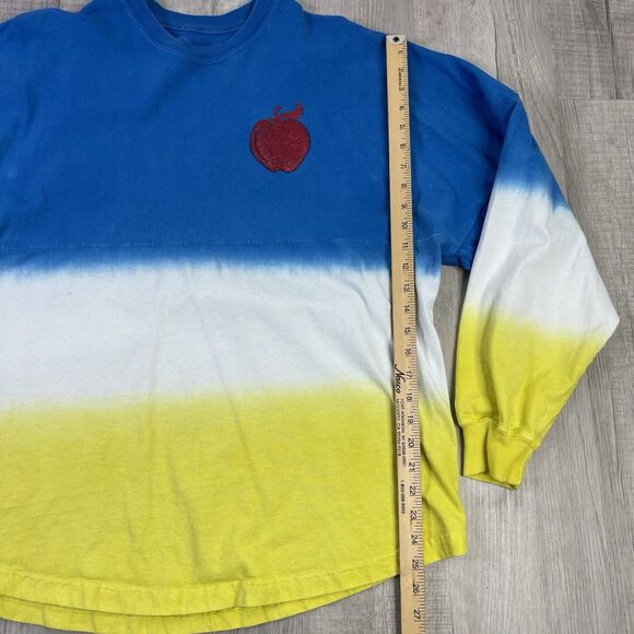 Disneyland Snow White Spirit Jersey Blue Yellow Large Puff Glitter Shirt USA O - Picture 8 of 10